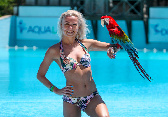 Papağan Alex ile tatil fotoğrafı