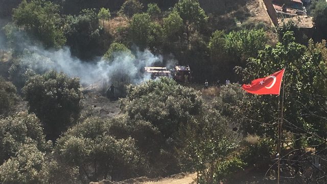 Ahırda çıkan yangın makilik alan ve tarım arazilerine sıçradı