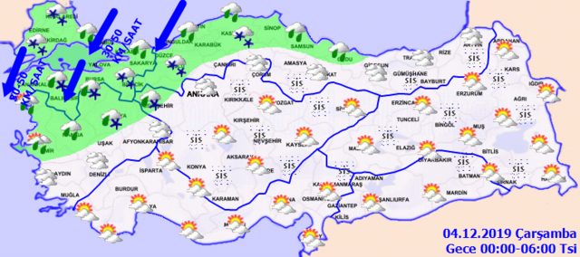 3 ARALIK METEOROLOJI HAVA DURUMU