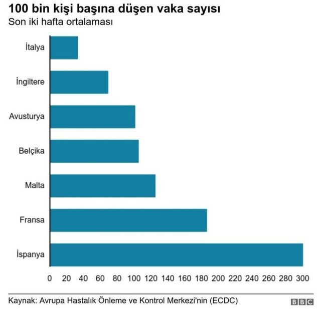 100 bin kişi başına vaka sayısı