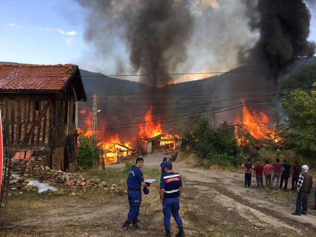 Karabük'te köyde 3 ev yandı